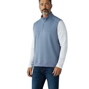 Adidas Men’s Men's Club Quarter-Zip Mock Neck Athletic Golf Vest Size XL Blue